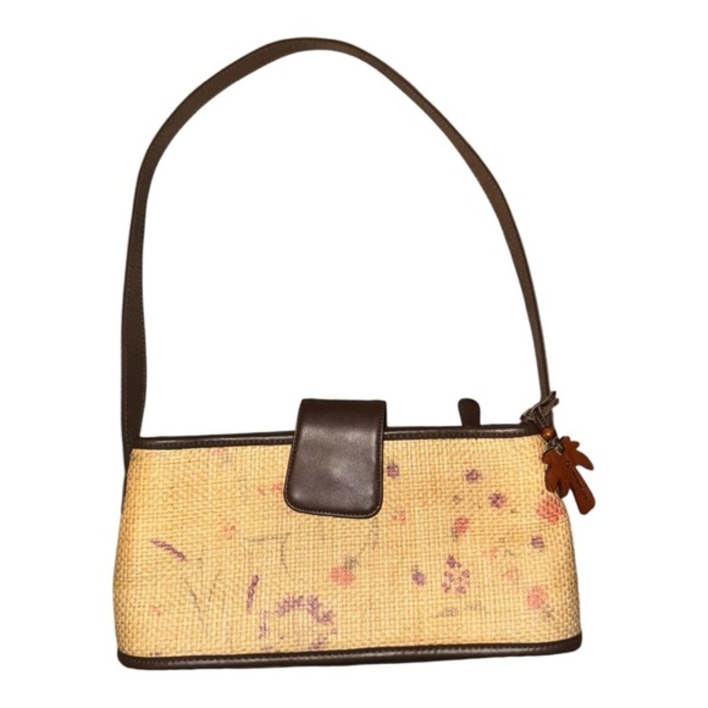 Liz‎ Claiborne Woven Straw Shoulder Purse with Delicate Floral Pattern